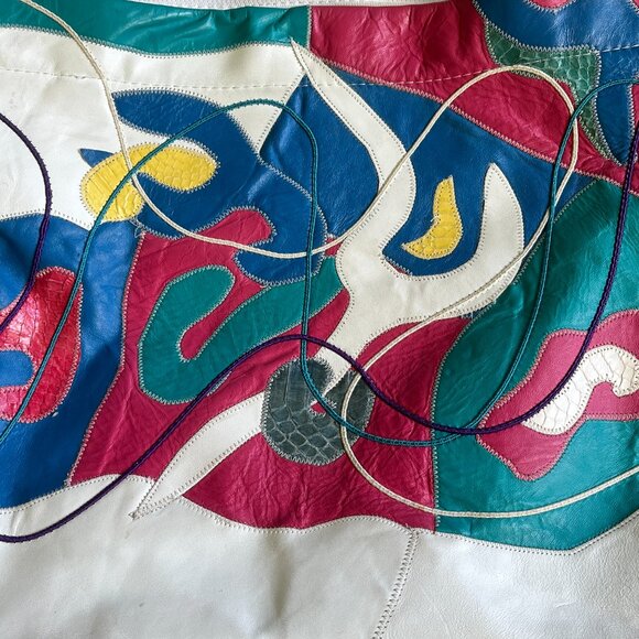 Vintage Big Funky Patchwork Leather Tote - Picture 2 of 8